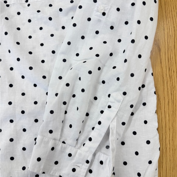 Charter Club White Button Down Shirt with Black Polka Dots Size L - Picture 5 of 7